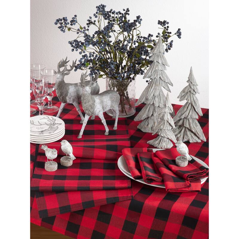 Buffalo Plaid Check Pattern Design Cotton Napkins (Set of 4)