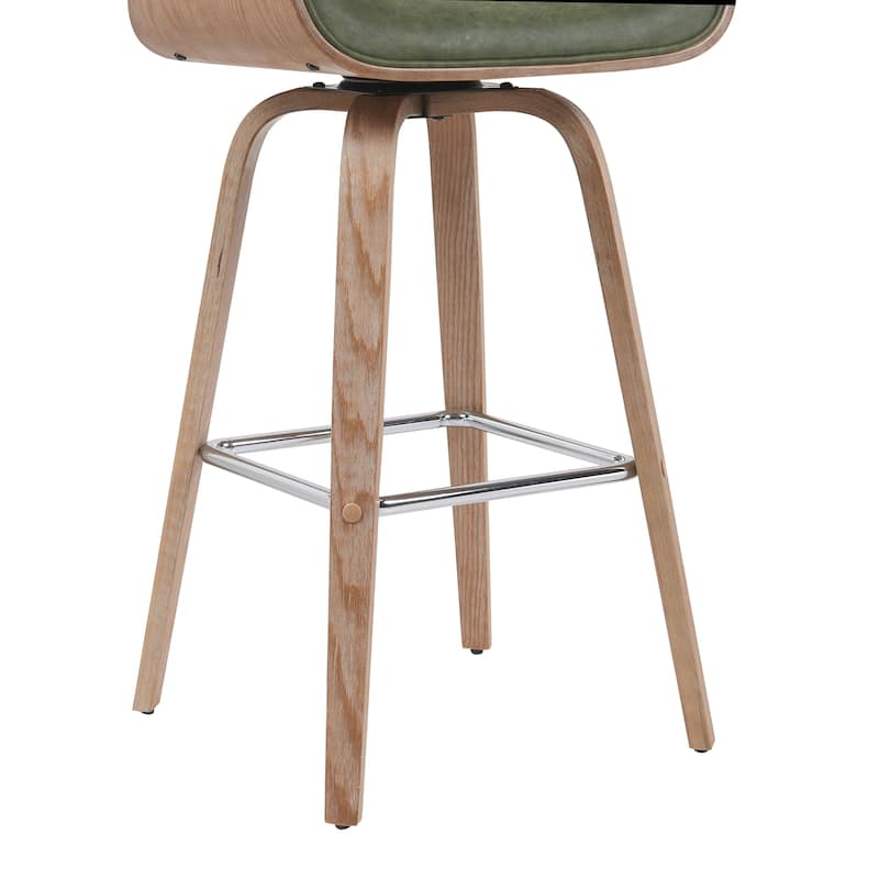 Tyler Mid-Century Swivel Bar Stool, Upholstered Counter Height Chair with Bentwood Legs
