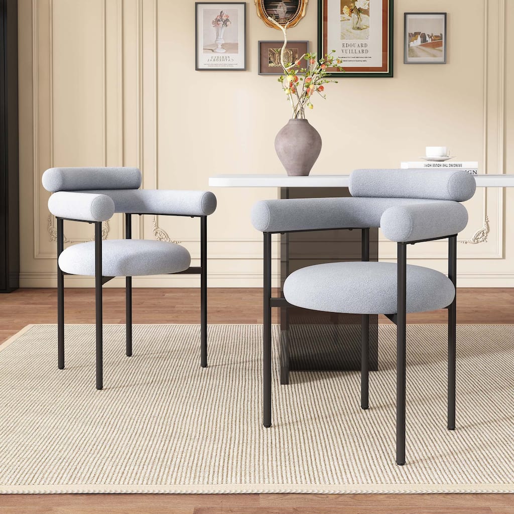Upholstered Armchair Dining Chairs With Metal Legs (Set of 2)