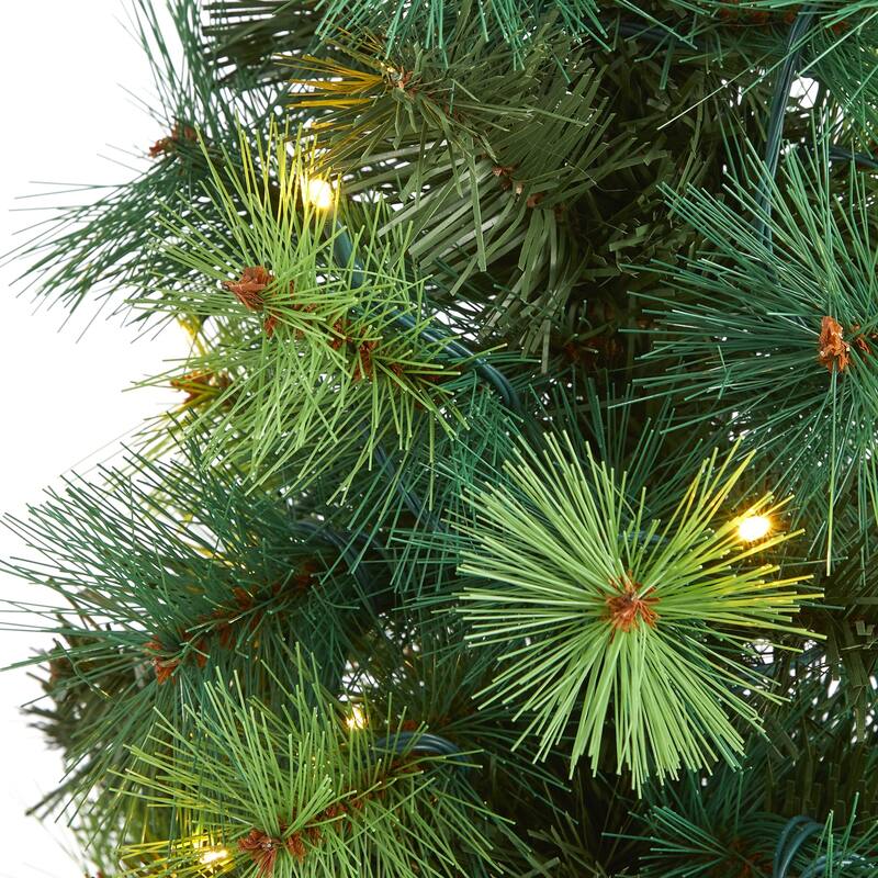 4ft. Assorted Green Pine Artificial Christmas Tree with 70 LED Lights - Compact Festive Holiday X-Mas Tree