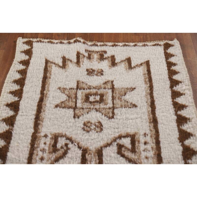Geometric Anatolian Turkish Runner Rug Handmade Wool Carpet - 3'0"x 11'2"