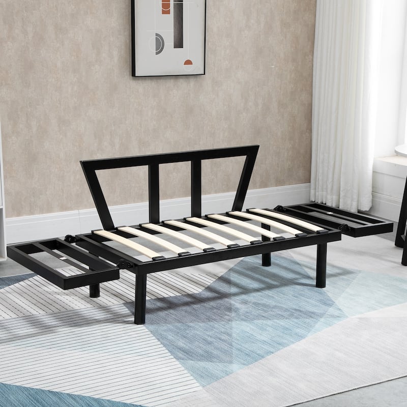 HOMCOM Single Person Chaise Lounger Sofa Bed with 5 Adjustable Positions, 2 Large Pillows, and Birch Legs