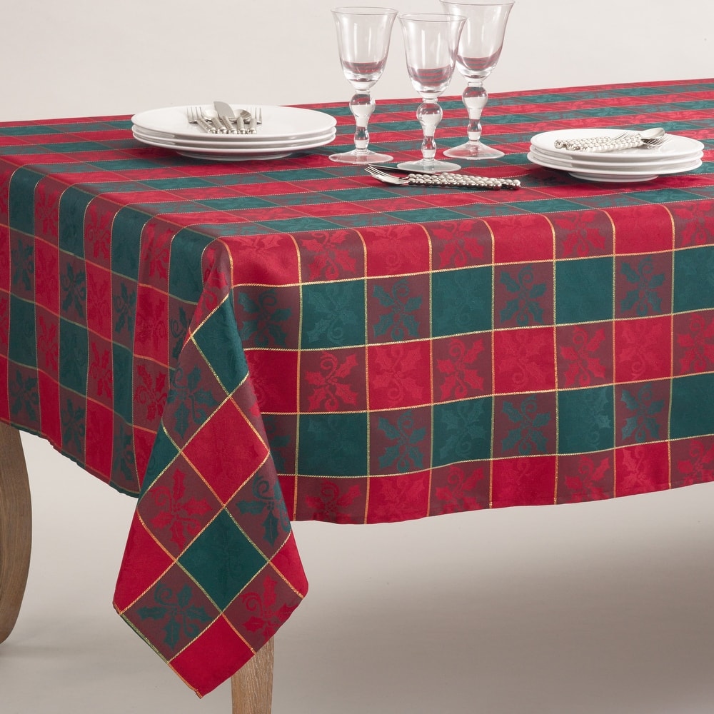 Holiday Tablecloth With Plaid Design