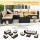 preview thumbnail 28 of 62, EROMMY 6/7 Piece Modular Outdoor Rattan Sofa Set, All-Weather Wicker Patio Furniture with Storage Table, Cushions & Pillows