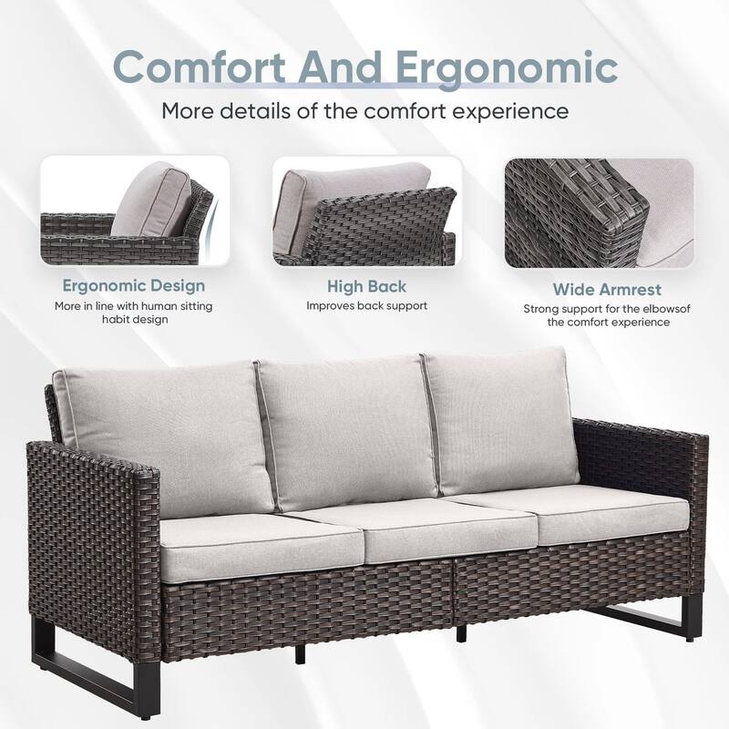 Outdoor Grey Wicker Fire Pit Table with Patio Funiture Sets
