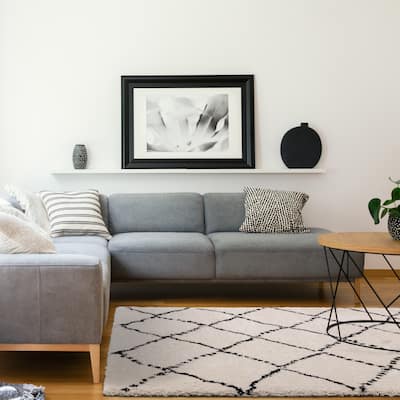 Miley Collection - Cream/ Black Lattice Rug - 2'8 x 4'11