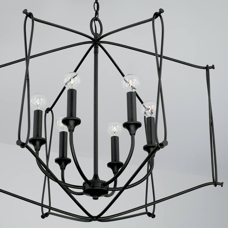 Bentley 28" 6-light Black Iron Foyer Pendant