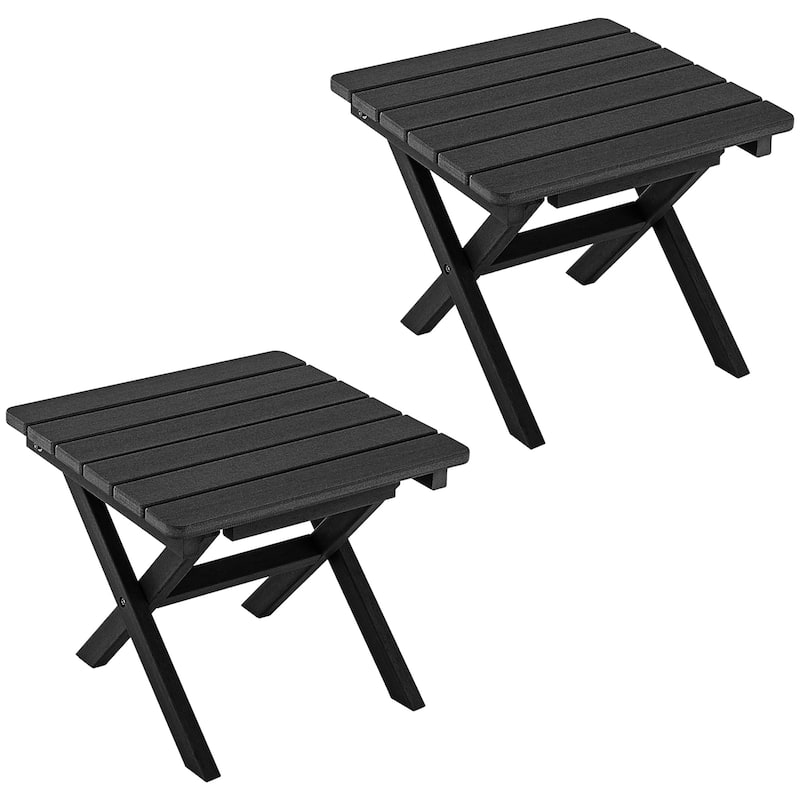 Gymax 2 Pieces Folding Adirondack Side Table Poolside Garden Patio