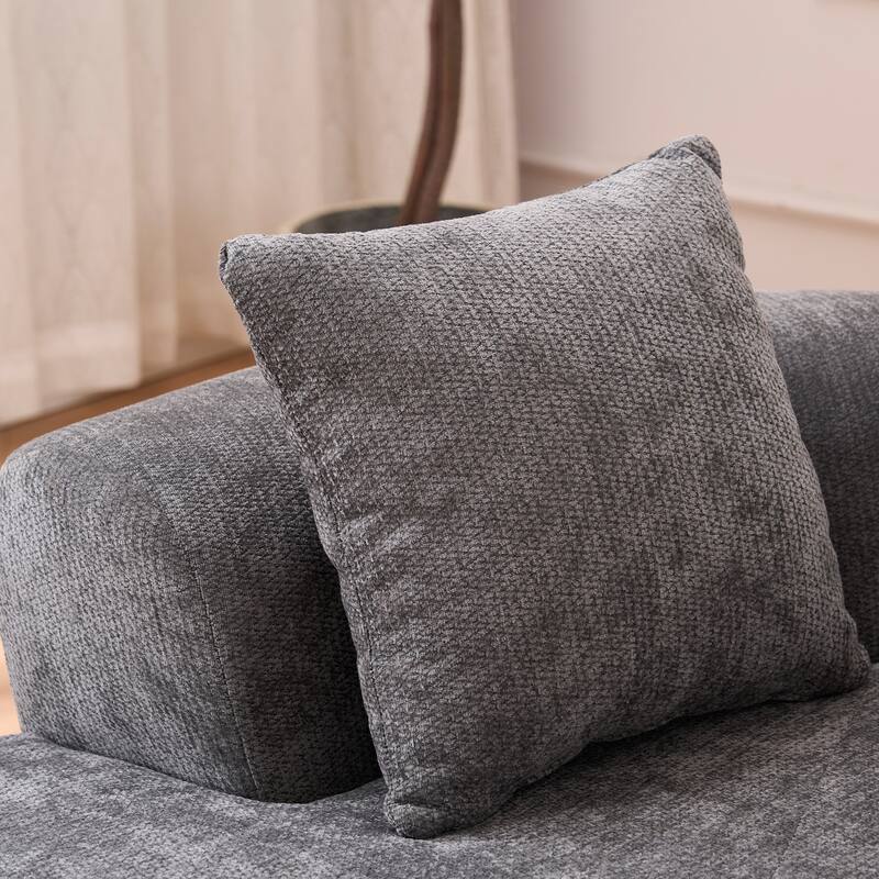 GDFStudio - Crescent-Shaped 67" Chenille Sofa with Self-Inflating Foam and Modular Design