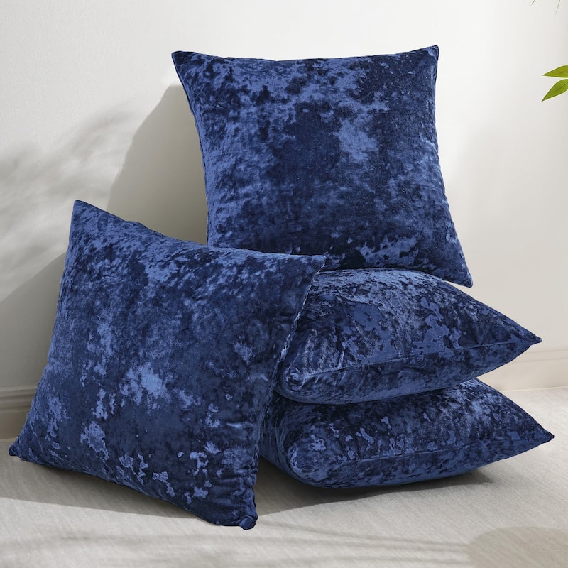 Rancho Crushed Velvet Throw Pillow Cover Set, NO INSERT - 20" x 20" - Blue