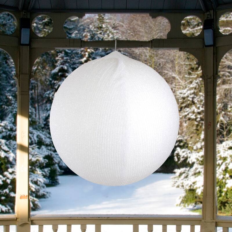 27.5" White Tinsel Inflatable Christmas Ornament Outdoor Decoration