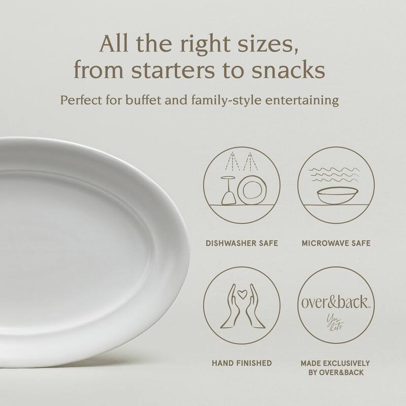 over&back Rimmed Semi-Matte Stoneware Oval Serving Platter