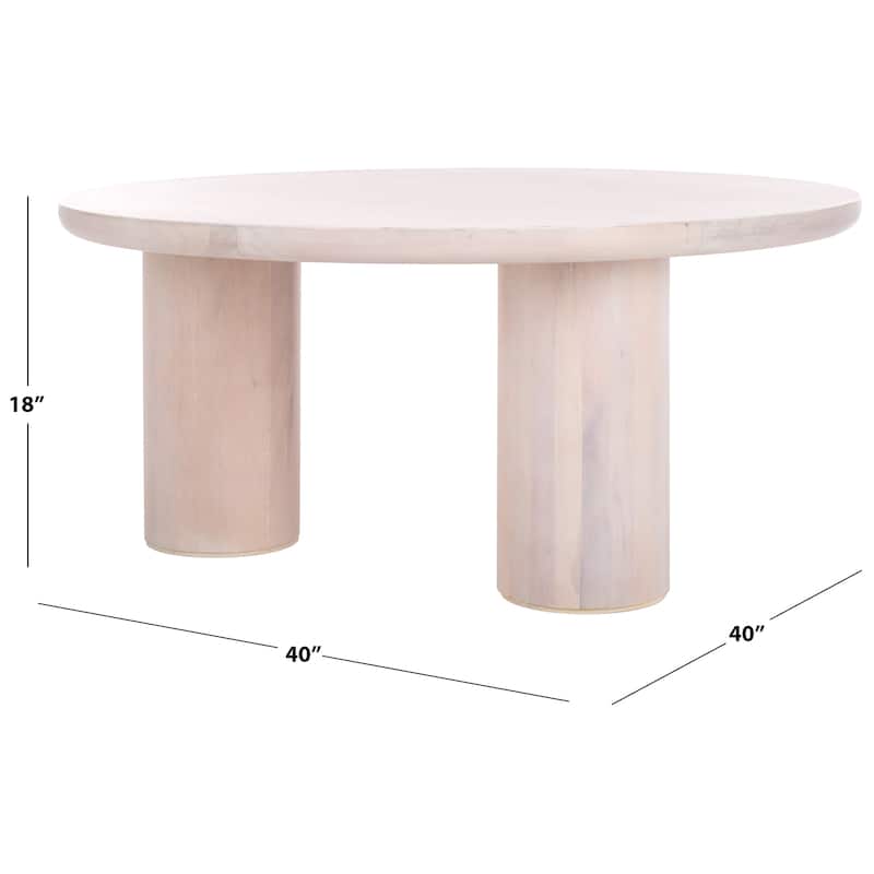 SAFAVIEH Home Mork 3-Leg Round Top Coffee Table - 40Wx40Dx18H - White Washed