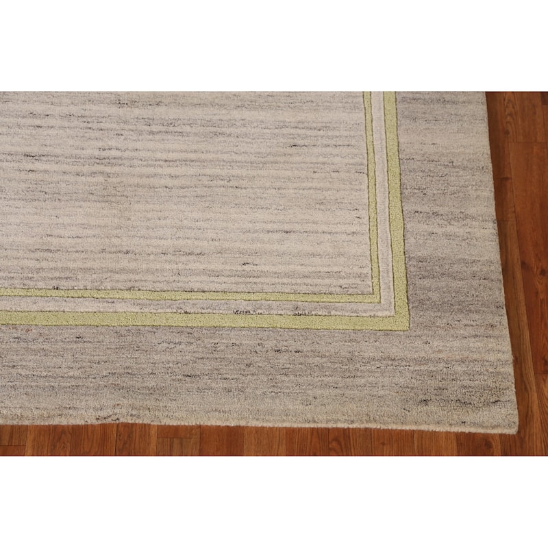 Contemporary Beige Gabbeh Indian Area Rug Hand-Tufted Wool Carpet - 5'3" x 7'7"