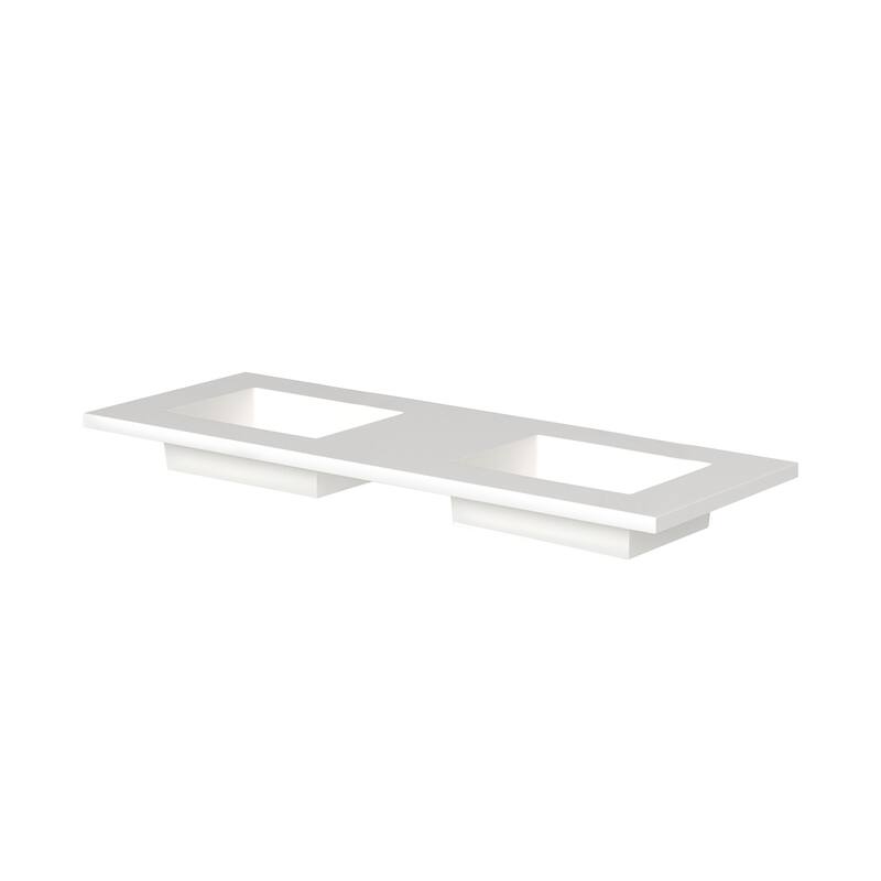 Serenity Solid-Surface Bathroom Vanity Top with Sink - 60" No Faucet Hole - White
