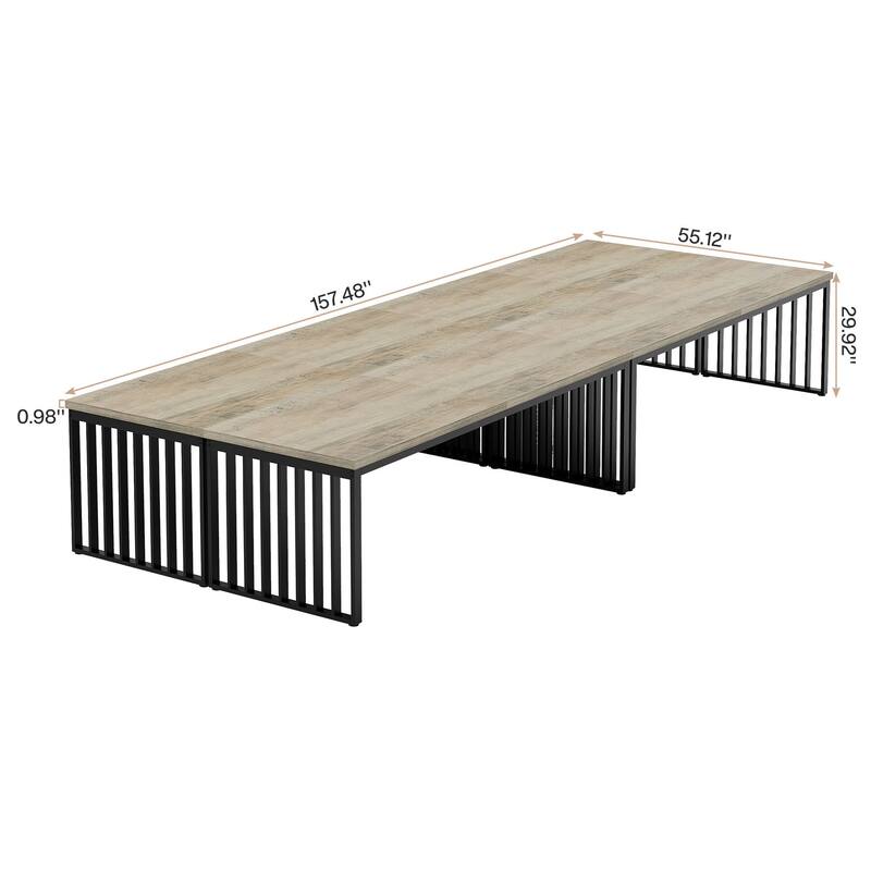 Small Conference Room Table for 4, Industiral Long Meeting Table - 2-pieces