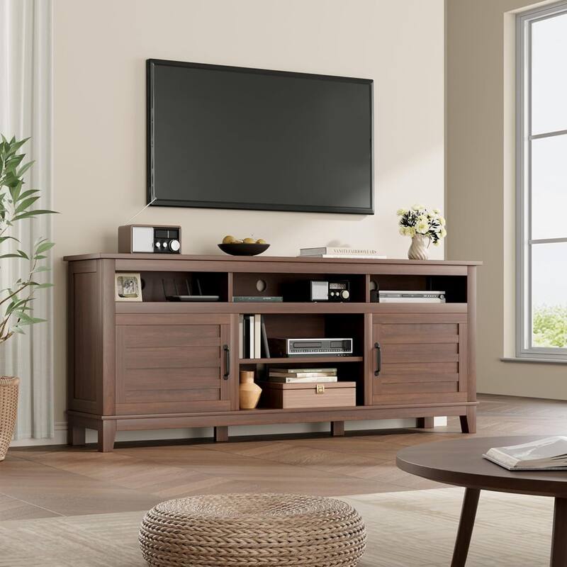 70.9" Entertainment Center TV Stand with Adjustable Shelves, Cabinet