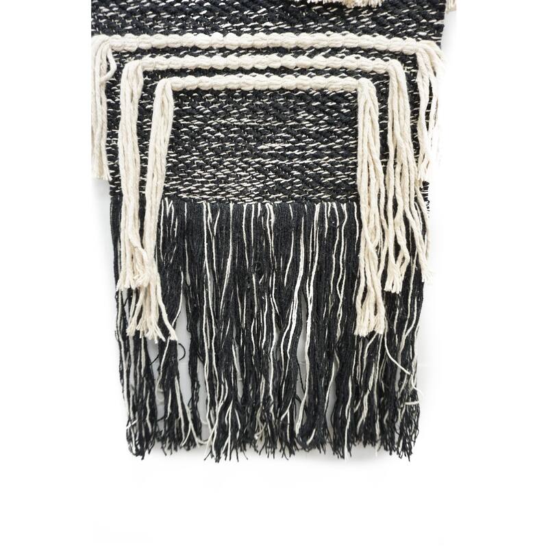 Home&Manor Wool and Cotton Macrame Wall Hanging with Rod Included - Exact Size
