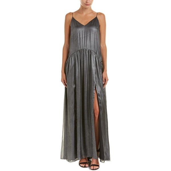 silver silk maxi dress