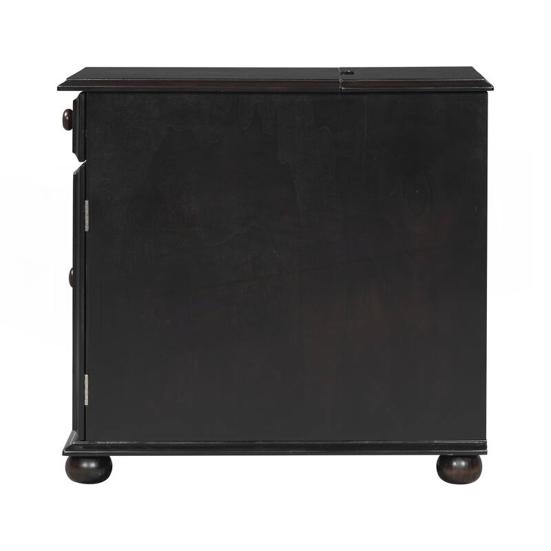 Vintage End Table Flip Top Side Table with USB Ports