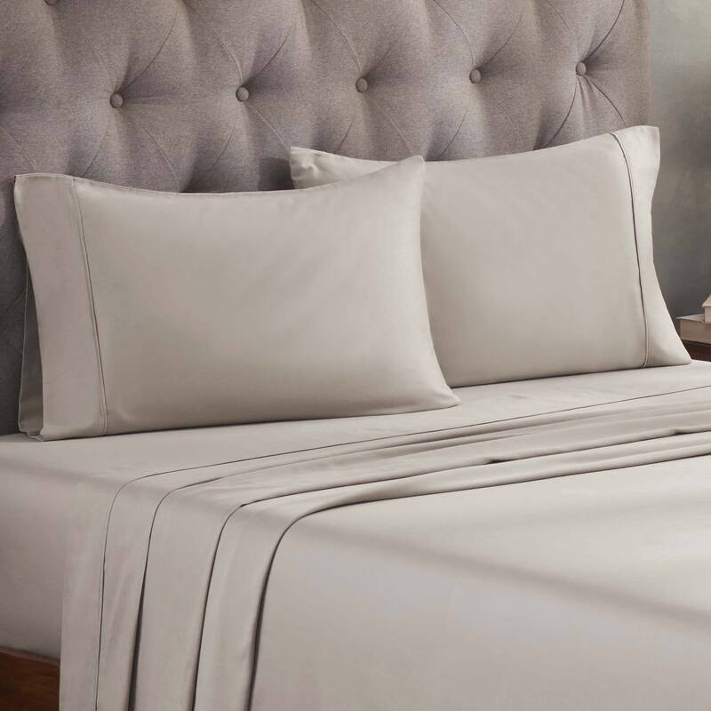 Superior Egyptian Cotton 300 Thread Count Solid Deep Pocket Sheet Set - Split King - Light Grey