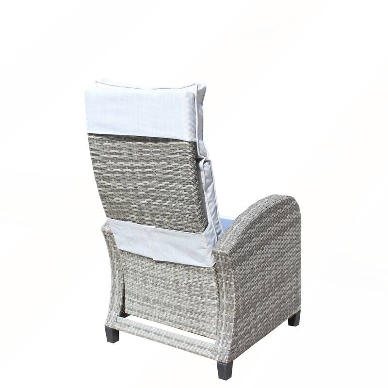 Outdoor Wicker Recliner Chair with Adjustable Backrest and Armrests