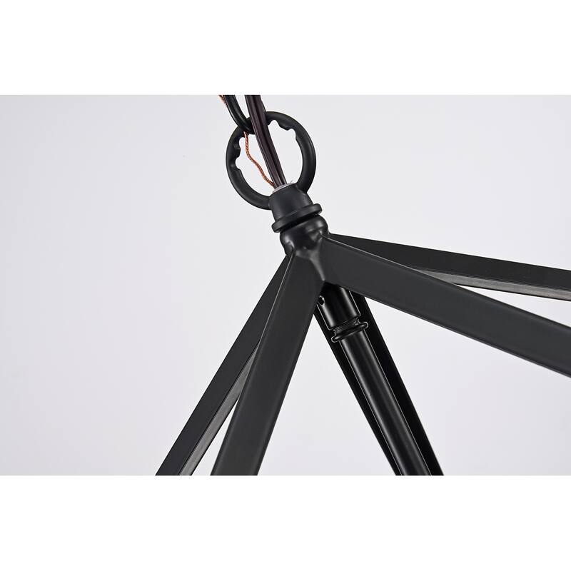 Matte Black 4-Light Geometric Cage Chandelier with Brushed Nickel Sleeves