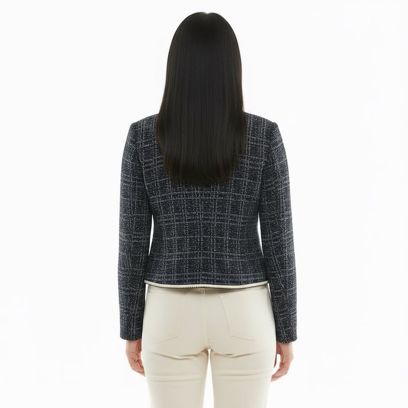 Nanette Lepore Women's Classic Tweed Jacket with Contrast Trim