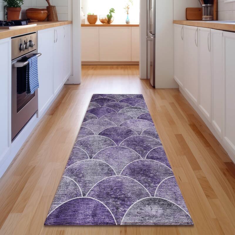 Premium Washable Super Soft Contemporary Geo Mayfield Rug - Purple - 2' 3" x 7' 6" - Runner