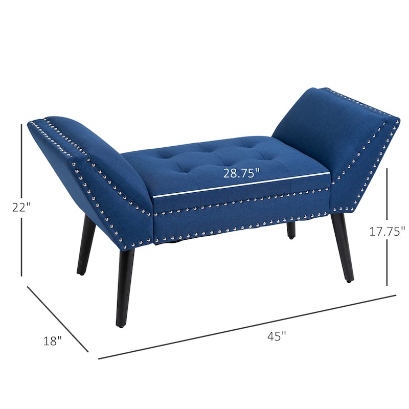 HOMCOM Modern Button Tufted Sitting Bench/Accent Fabric Upholstered Ottoman for Bedroom or Living Room