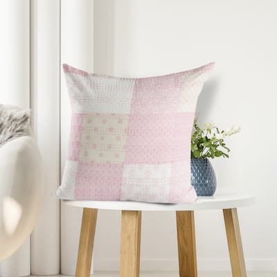 Sevita Cotton Candy Kantha Throw Pillow 20 Inch