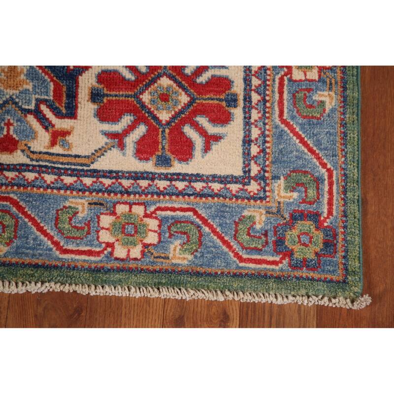 Green Kazak Area Rug Hand-Knotted Wool Carpet - 6'5" x 9'8"