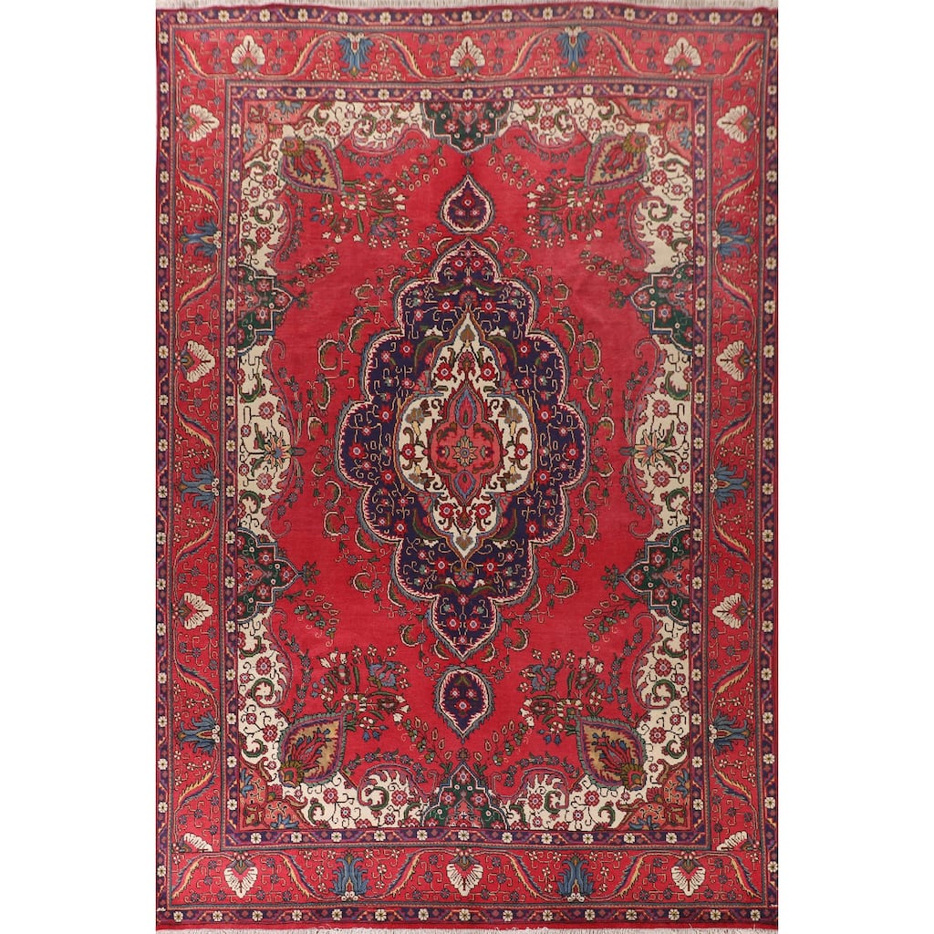 Tabriz Persian Vintage Area Rug Handmade Wool Carpet - 9'6"x 13'0"