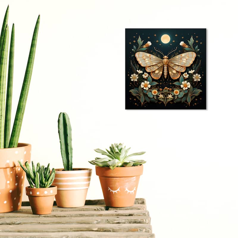 Wynwood Studio Canvas Animals Diamond Dust Butterfly Powers Gold and Metallic Gold Glam Wall Art Canvas Print - 12 x 12