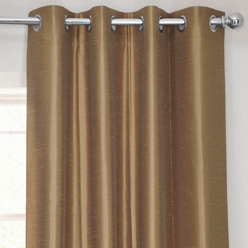 Exclusive Fabrics Textured Dupioni Faux Silk 84-inch Grommet Blackout Grommet Curtain (1 Panel) - 50 x 84