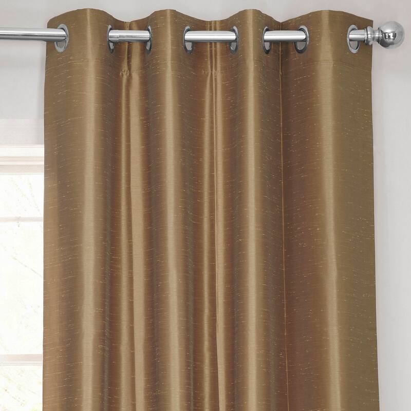 Exclusive Fabrics Textured Dupioni Faux Silk Blackout Grommet Curtain Panel