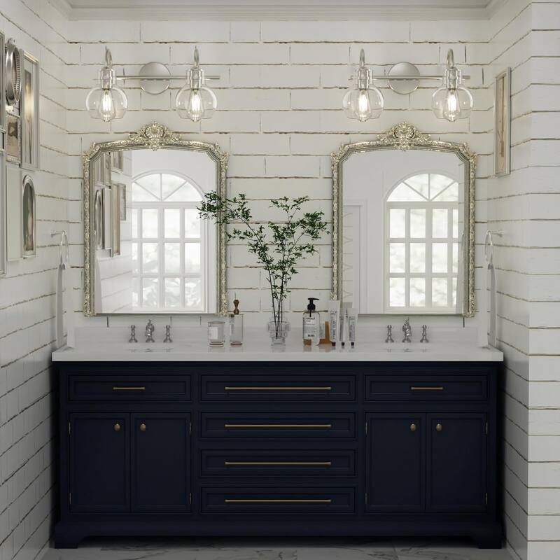 Modern 2/3/4 Bathroom Vanity Lights Clear Globe Glass Shade
