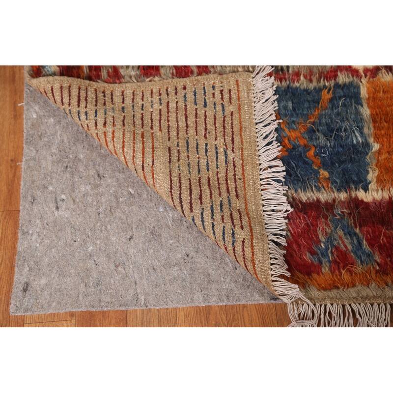 Hand Knotted Oriental 100% Wool Carpet Modern Tribal Brown Moroccan Area Rug - 9' 11'' X 6' 8''