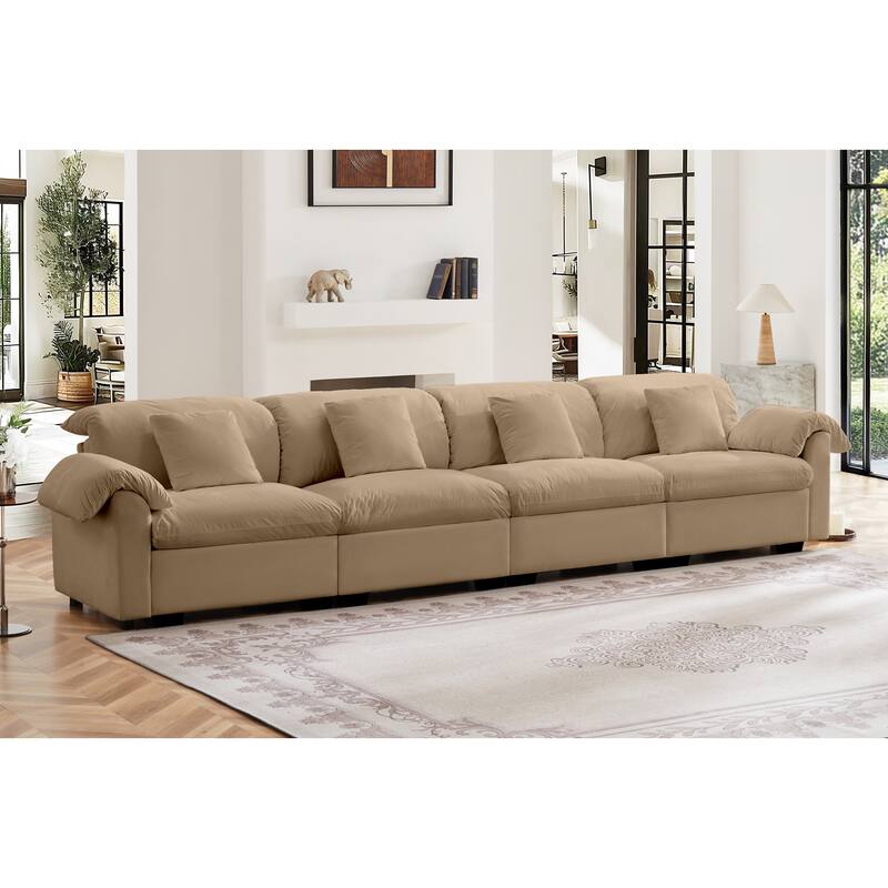 Large Deep Seat Modular Sofa with Storage Seats - Tan