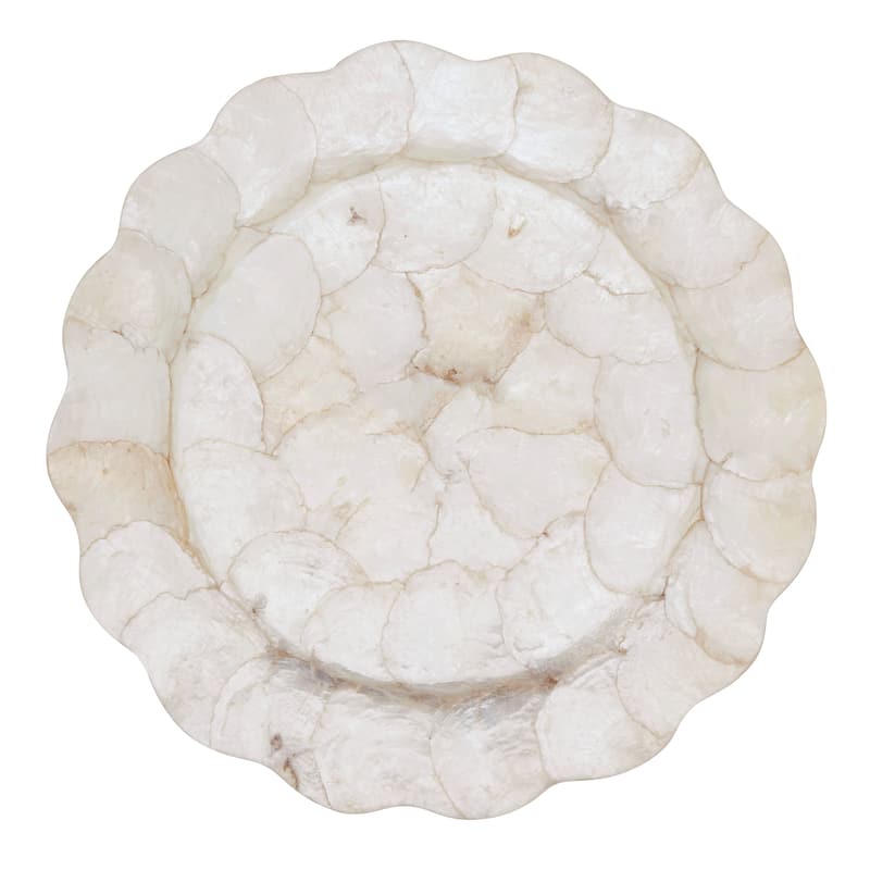 Capiz Shell Scalloped Charger Plates (Set of 4) - Decorative Table Chargers for Dining & Entertaining, 13"