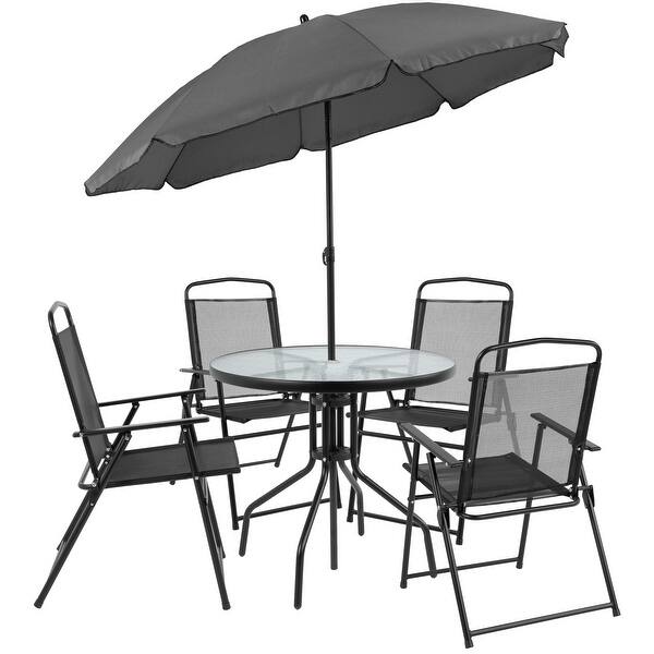 Shop 6 Piece Black Patio Garden Set With Table Umbrella And 4