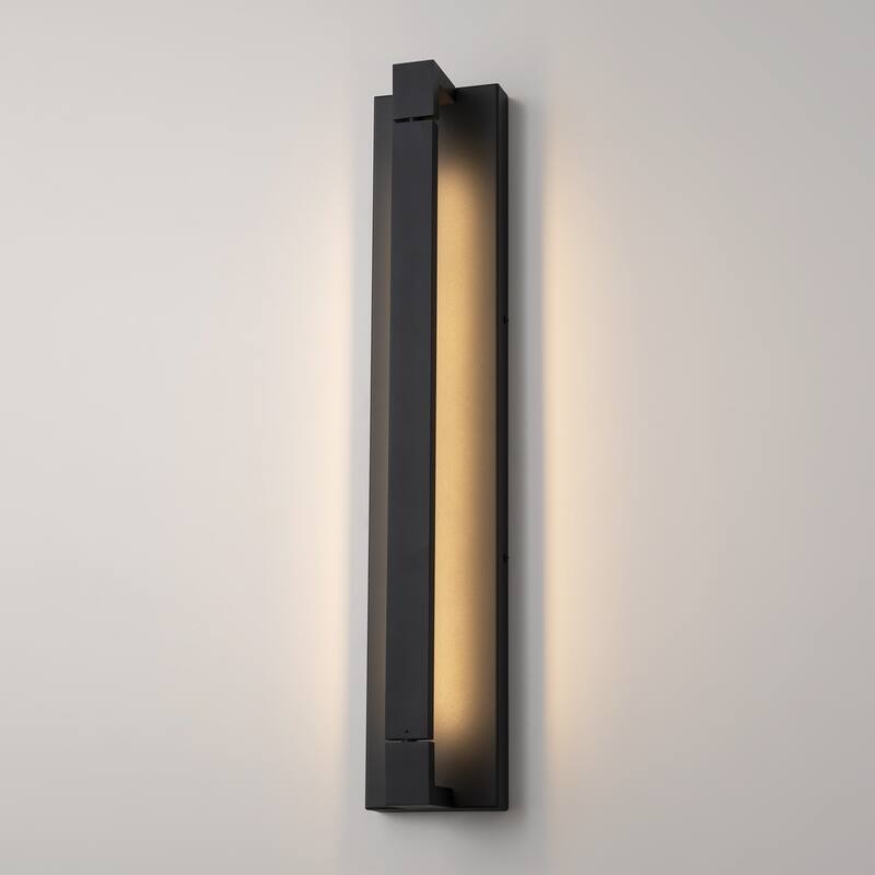 23.6 in. 1-Light Modern Black/Gold Linear Bathroom Vanity Light over Mirror Rotatable Aluminum Integrated LED Wall Light