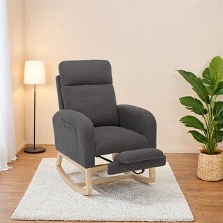 Modern Accent Rocking Chair Rocking Chair with Solid Wood Legs - Bed ...