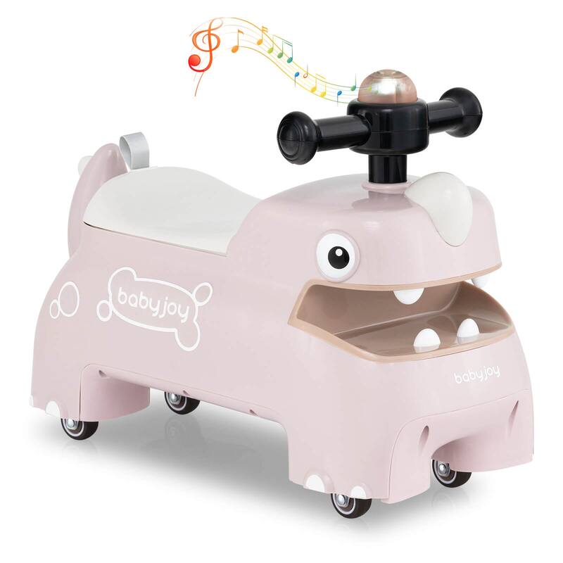 Babyjoy Ride on Toy Baby Dinosaur Sliding Car with4 Universal Casters - See Details - Pink