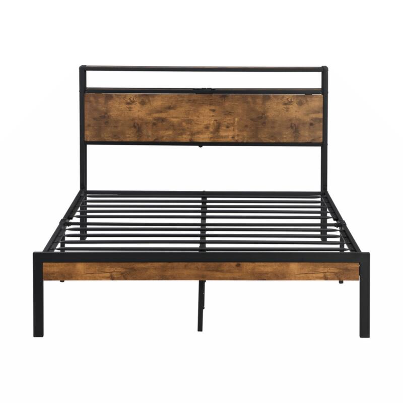 Full Size Metal Platform Bed Frame with Headboard and Footboard