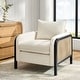 preview thumbnail 4 of 16, HULALA HOME Abeline 32.75"W Farmhouse Upholstered Armchair with Solid Wood Legs and Woven Rattan Arms Natural