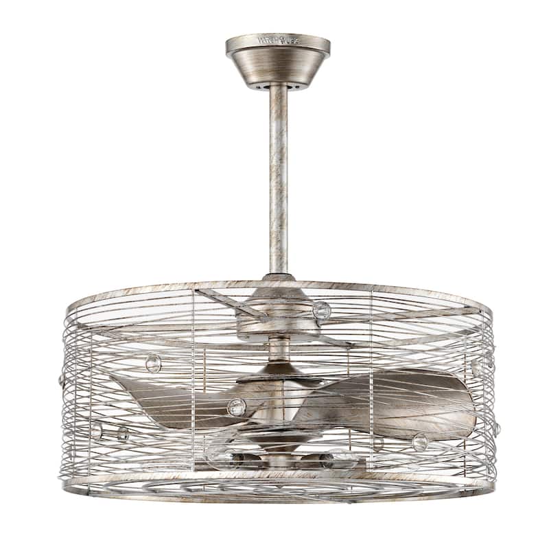 Terrance 23 Inch Antique Finish Crystal Ceiling Fandelier with Remote