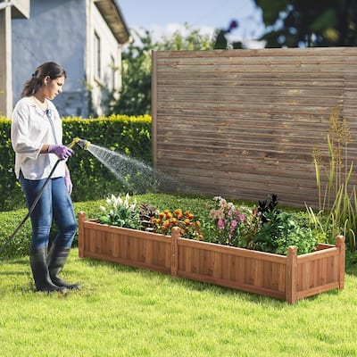 Wood Raised Garden Bed Planting Bed Divisible Planter Box