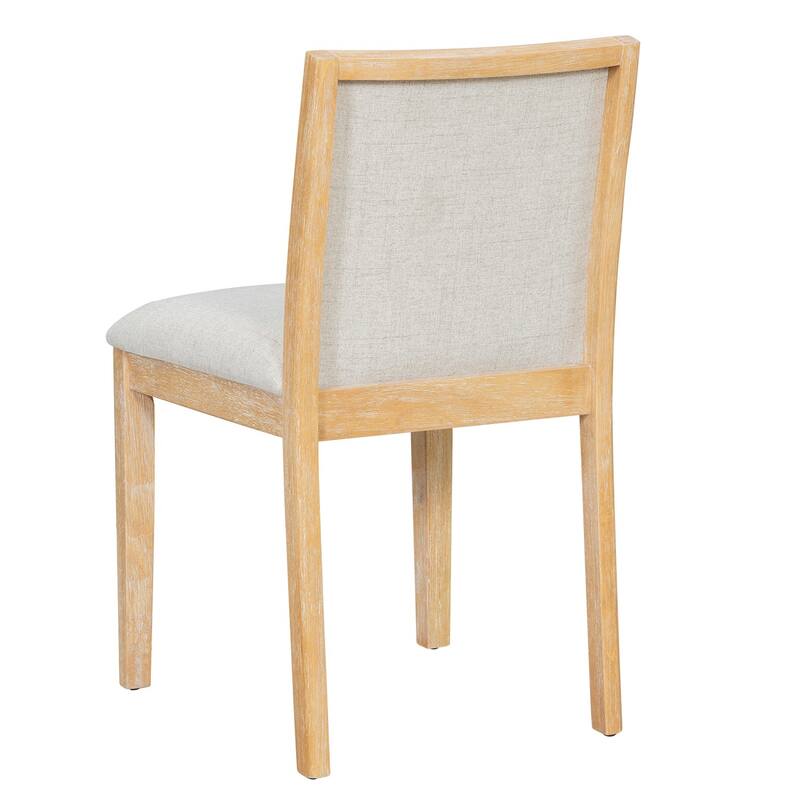 59.8" Farmhouse Dining Table with 4 Upholstered Chairs and 1 Padded Bench