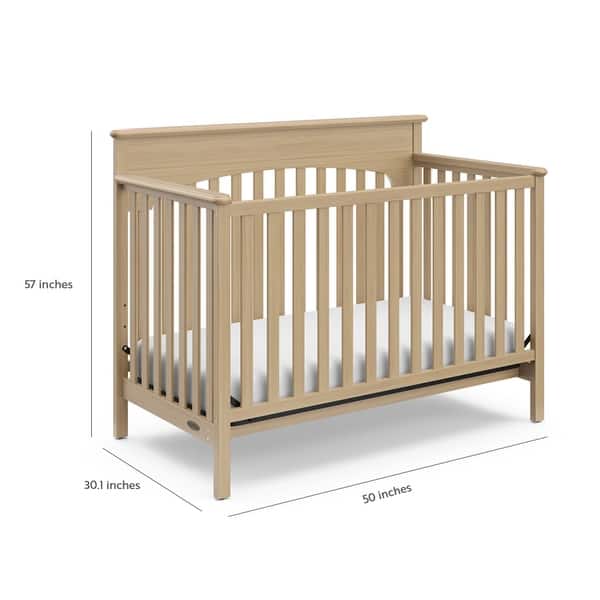 dimension image slide 5 of 6, Graco Lauren 4-in-1 Convertible Crib - Converts to Toddler Bed, Daybed, and Full-Size Bed, 3 Adjustable Mattress Heights